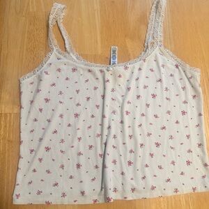 SKIMS Floral Lace Trim Tank Top